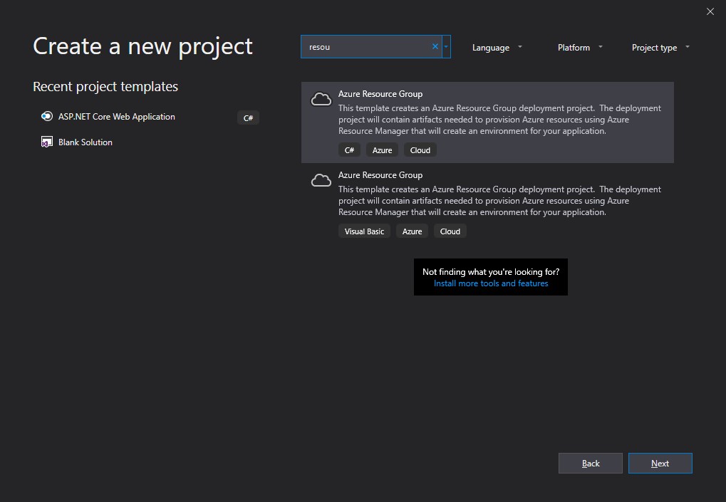 Creación del proyecto ARM en Visual Studio