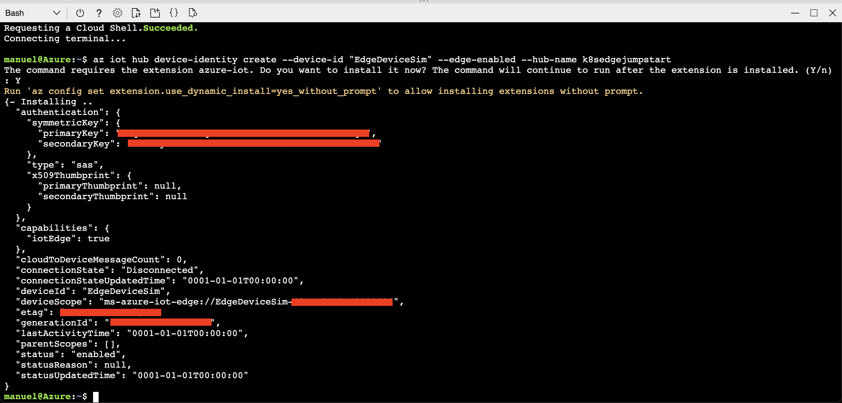 Screenshot showing how to access Cloud Shell in Visual Studio Code